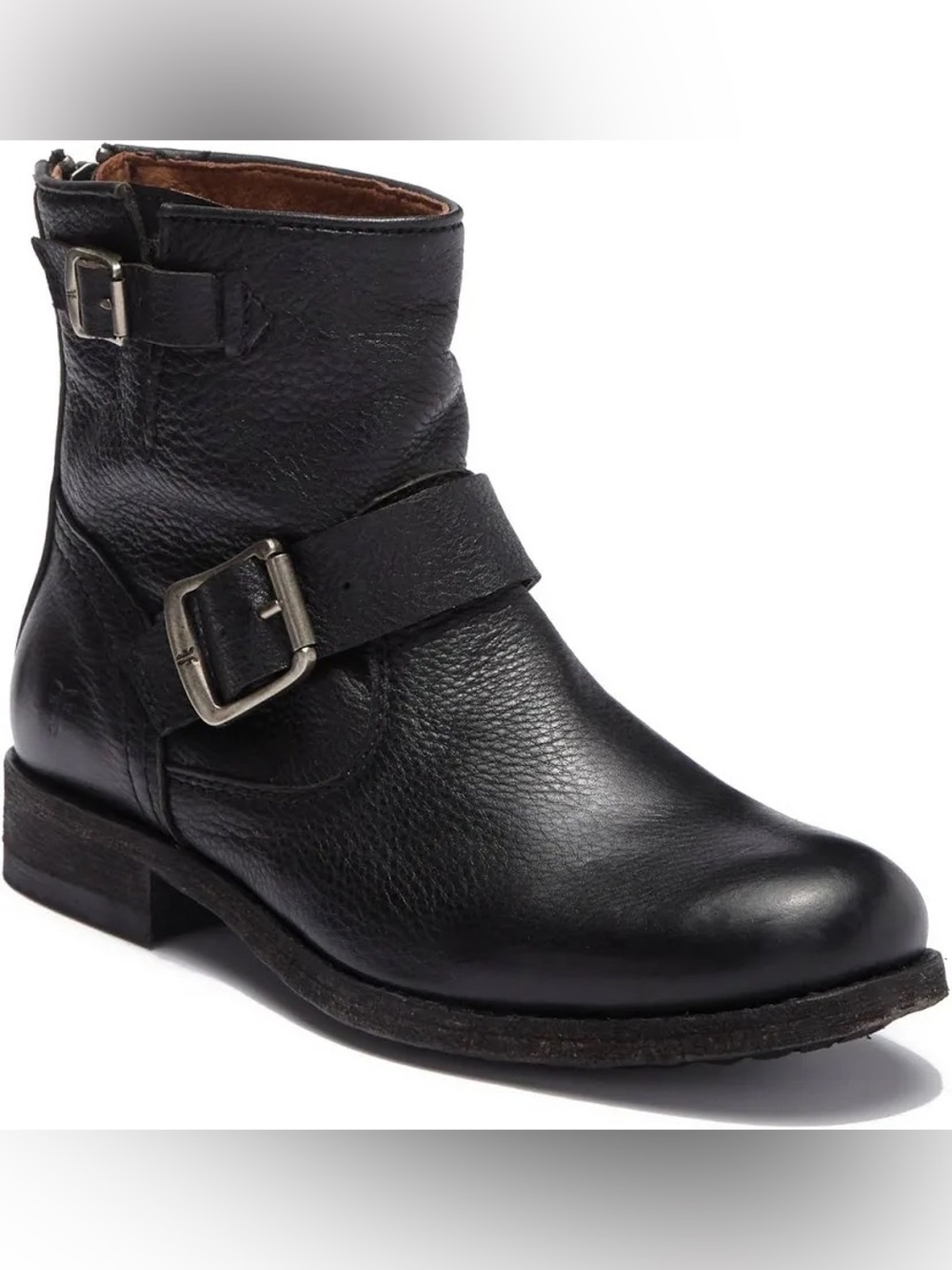Frye tyler black leather engineer  booties boots guc sz 6.5 m